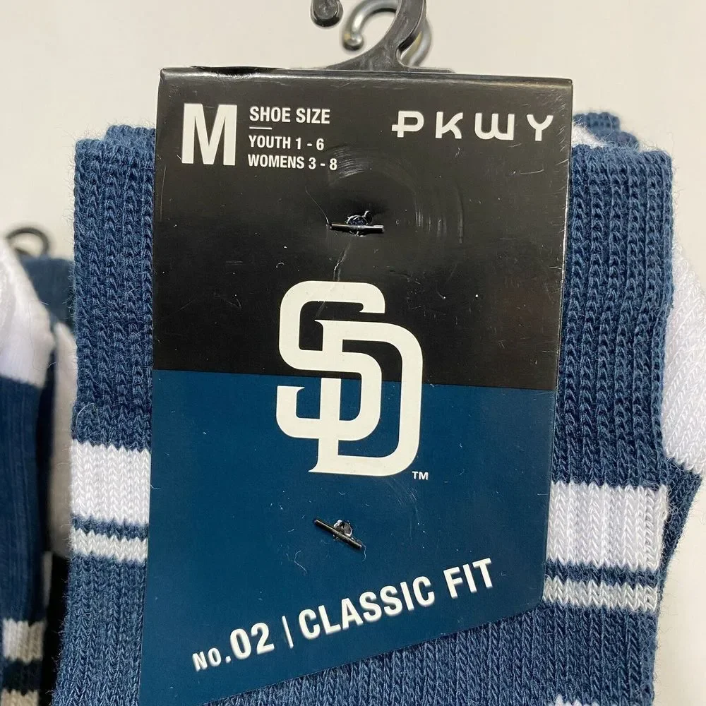 San Diego Padres PWKY Athletic Fit Socks Boy's Size‎ M Navy Blue Tatis Machado